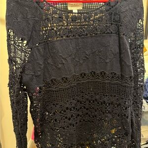 Deletta Navy Crochet Top